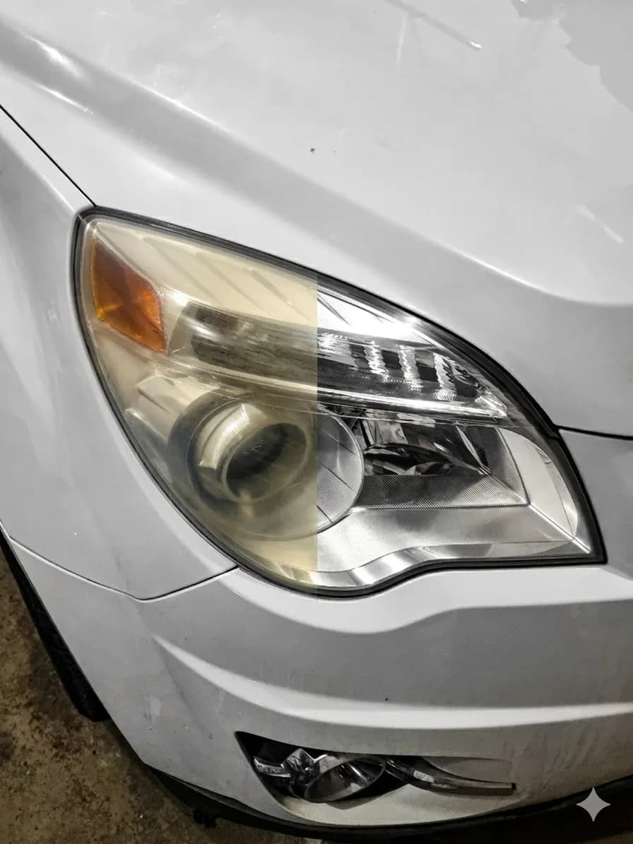 Before and after headlight restoration — Dobson Headlight Restoration Lethbridge Alberta